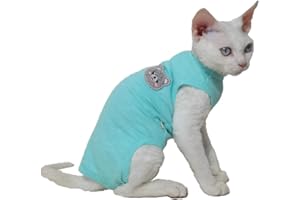 PetSmiler Body per gatti dopo l'intervento chirurgico – Body per gatti Sphynx Cat Abbigliamento elastico per gatti dopo la castrazione chirurgica, maglione per gatti con protezione addominale, body