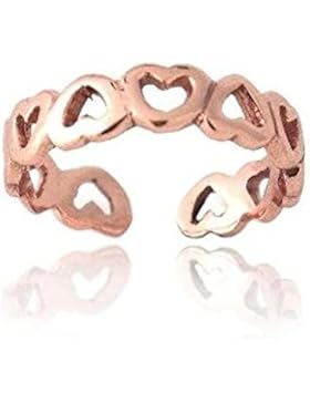 18K Rotgold über Sterlingsilber Filigrane offene Herzen Zehenring