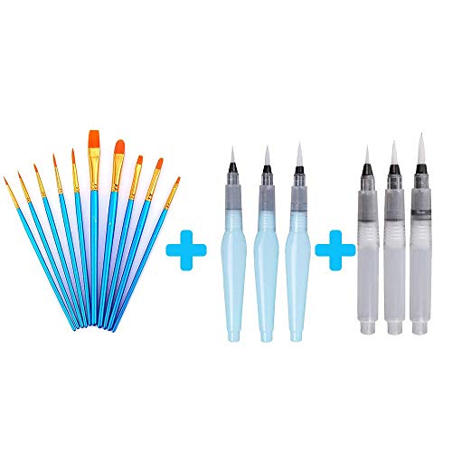 AOOK - Set di 10 pennelli professionali per pittura ad acquerello, olio e acrilico 1-pack+3white+3blue