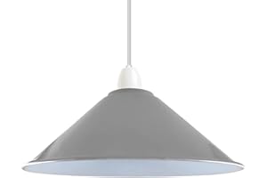 DC VOLTAGE Retro Vintage Metal Cone Lampshade Easy Installation Industrial Style 4cm E27 Hanging Hole for Kitchen Living Room Bar Hallway (Grey)