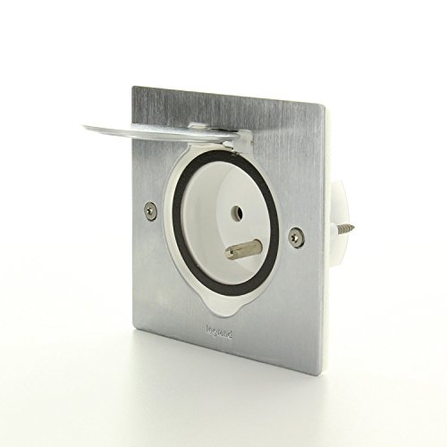 Legrand LEG92110 IP 44 - Prise de sol 2 pôles avec terre étanche et encastrable avec protection - 16 A, 230 V - Inox - 092110