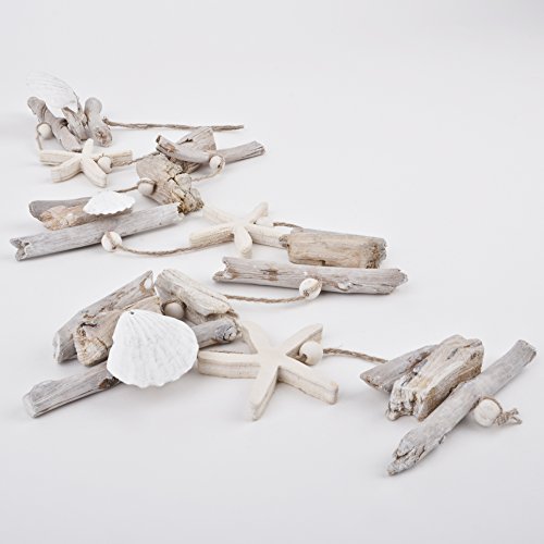 Girlande Beach Design Deko Holz 100x10x3cm weiss natur Maritim Dekoration - 3