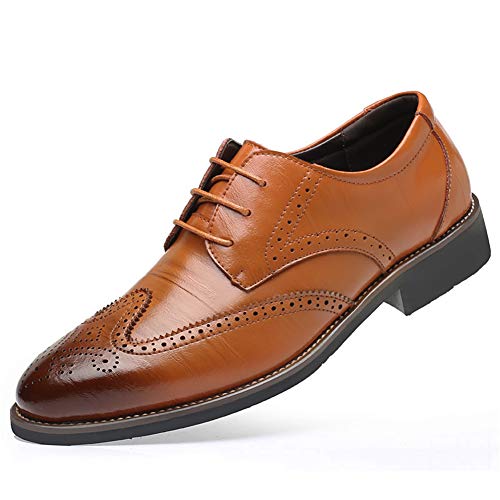 Herren Lederschuhe, Popoti Anzugschuhe Brogue Lackleder Hochzeit Anzug Schuhe Derby Freizeit Business Uniform Oxford Schuhe Spitze Schuhe Lace Up Schnürhalbschuhe für Männer (Braun, 40) Herren Lederschuhe, Popoti Anzugschuhe Brogue Lackleder Hochzeit Anzug Schuhe Derby Freizeit Business Uniform Oxford Schuhe Spitze Schuhe Lace Up Schnürhalbschuhe für Männer (Braun, 40)