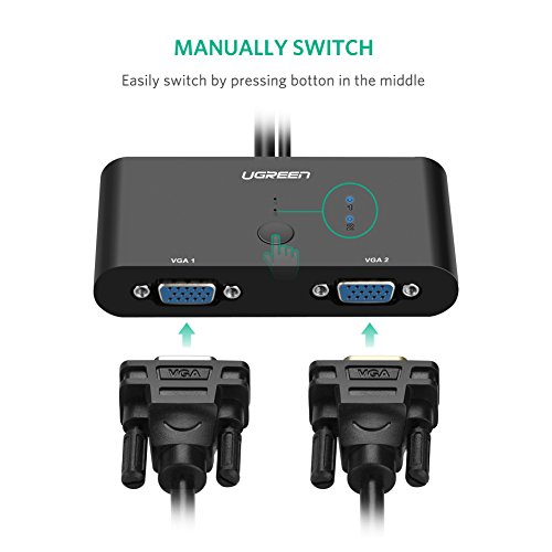 UGREEN VGA Switch Box VGA Schalter 2 IN 1 OUT Monitor Umschalter Full HD 1080P für PC, TV usw Schwarz - 7