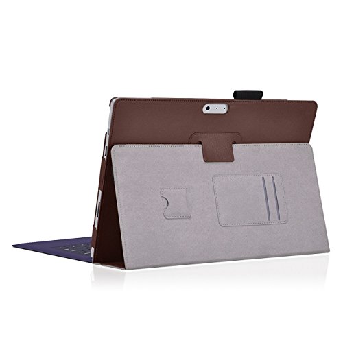 Microsoft Surface Pro 4 Cover Tasche mit praktischer Stand Funktion Case aus robustem Kunstleder und zusätzlicher Displayschutz Folie kombiniert Schutz und Design für Ihr Microsoft Surface Pro 4 Hülle Case in Braun von UC Express® - 5