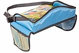 Childrens Travel Tray – Kids Snack and Play Tray for Car Bus Train and Plane Journeys – Small – Blue – By Driving With Kids – Works on Buggy and Pushchair ()