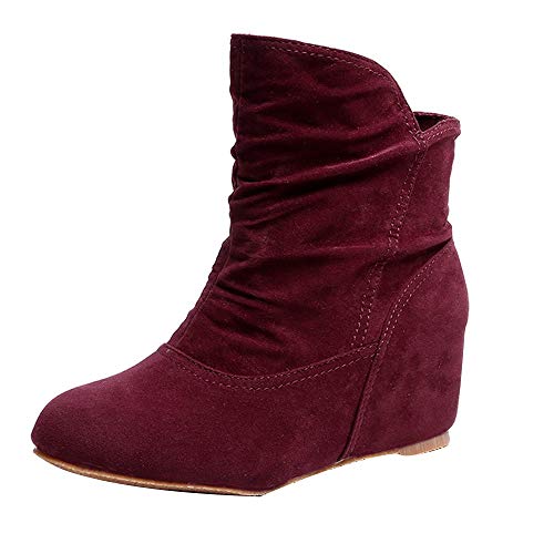 DOGZI Botas de Aumento Interior, Botines Retro Botines de cuña de Ocio Botines de Mujer Botas de Trabajo cálidas Botines Antideslizantes