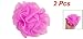 Mesh Bathing Shower Sponge Pouf Body Scrubber Amaranth Pink 2 Pcs