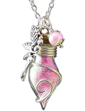 Katharina Fairytale Damen Kette Glücksbringer Phiole der Lichtfee nachtleuchtend Feenstaub rosa pink