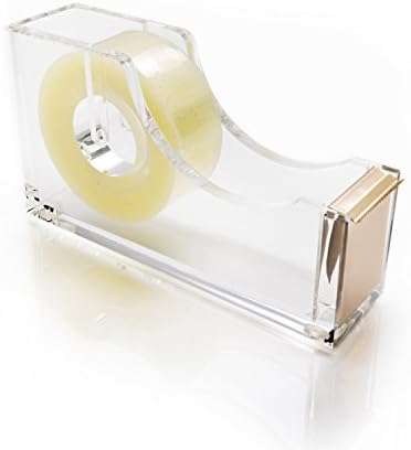 Acrylic Gold Tone Sticky Tape Dispenser - Desk Accessory