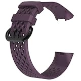 happy event Sport Breathable Silikonarmband-Bügel-Band für Fitbit-Ladung 3 183mm / 225mm (L: 225mm, Lila)