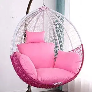 Black Oak Urban Oak Single Seater Swing Chair with Stand & Cushion (Pink+White Colour) & Hook Outdoor/Indoor/Balcony/Garden/Patio/Home Improvement