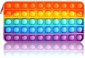 Fuzzy Wuzzy Rectangular Shape Pop it Pencil Case Stationery Set Storage Box for Kids Adult for Return Gift Birthday Gift Item (Pencil Case Rainbow)