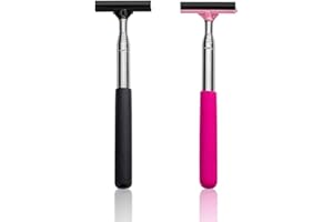 KOMUNJ 2 Pcs Car Rear View Mirror Wipersqueegee, Small Retractable Mirror Wiper, Car Window Squeegee Layered Brush Head, for Car Mirror,for Car Windows, Windshields, Shower Doors