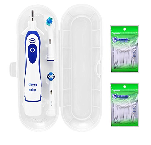 Preisvergleich Produktbild FOURCHEN Reise Schutzhülle für elektrische Zahnbürste und Ersatz Bürstenkopf - Kompatibel mit Standard Oral B und Philips Elektozahnbürsten+40 Zahnseide Sticks