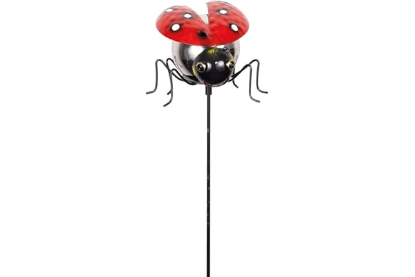 CIM Décoration de Jardin en Forme de Coccinelle – Décoration de Jardin avec Boule en Acier Inoxydable Poli – Jolie décoration de Jardin – Tige de Jardin, Coccinelle