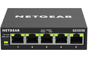 NETGEAR 5 Port Gigabit Ethernet Hanterad Switch GS305E | Skrivbord/Vägg, Hemnätverkshubb, Ethernet-Splitter Kontor, Tyst Drift
