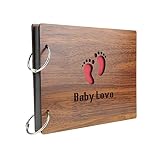 Baby Love DIY Holz Fotoalbum Bilderrahmen Spiralalbum Kreative Memorial Notizbuch Gästebuch für Hochzeit Baby Reise 8 Zoll 30 Blätter - 2
