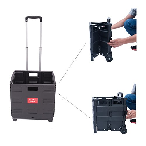 Ectxo Einkaufskörbe mit Rollen Einkaufskörbe Faltbar Einkaufstrolleys Klappbarer Shopping Trolley 45L 35KG - 6