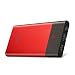 Produktbild PISEN Power Bank Handy 10000mAh Hohe Kapazität Externer Akku mit Digitaler Anzeige LED Externer Akkupack Portable Charger Schlank mit 2 USB Ports Output für iphone, ipad, Samsung Nexus usw. (Rot)