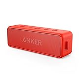 Anker SoundCore 2 Bluetooth Lautsprecher mit Dual-Treiber besserem Bass, 24 St. Spielzeit, 20 M Reichweite, IPX5 Wasserfest mit Eingebauten Mikrofon, Kabelloser Lautsprecher für iPhone, Samsung usw.(Rot)