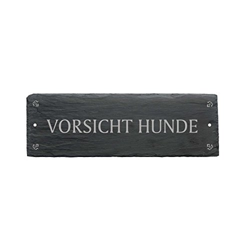 Slate Sign with German « Vorsicht Hunde » writing, approx. 22 x 8 cm, Home Door Sign