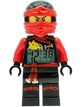 LEGO Ninjago Sky Pirates Kai Kinder-Wecker mit Minifigur und Hintergrundbeleuchtung | rot/schwarz | Kunststoff...