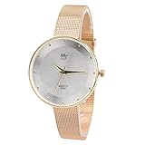 Damenuhren, Kingwo Mode Analog Quarz Runde Armbanduhr Uhren Damen Casual Armbanduhr (Gold)