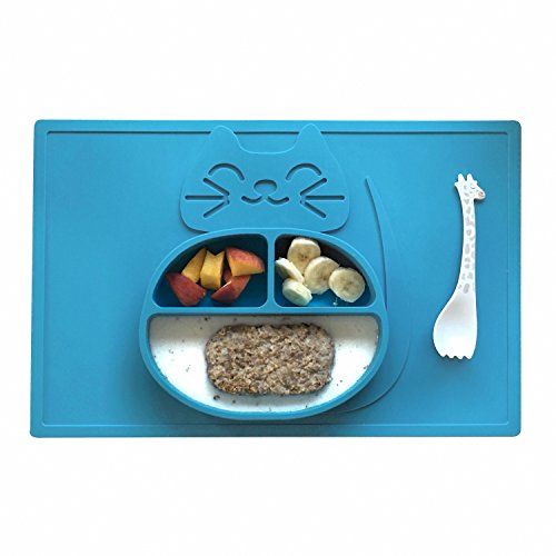 Kindergeschirr von PLAYTEMAT / Plastikteller mit Gratis Kinderlöffel / süßes Platzdeckchen für ihr Klein-Kind oder Baby - 2