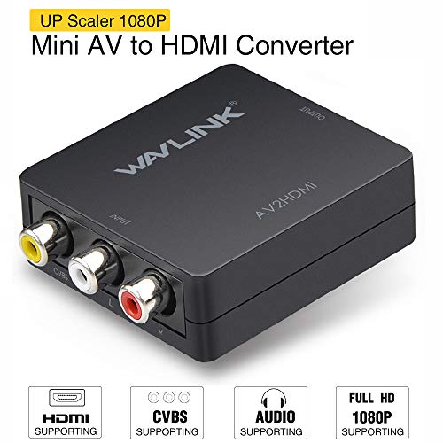 RCA to HDMI Converter,Wavlink 1080p 3RCA to HDMI CVBS AV Composite Video Audio Adapter with USB Charge Cable Support 1080P for PC Laptop Mini Xbox PS2 PS3 TV STB VHS VCR Camera DVD