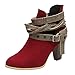 Produktbild Junjie Frauen Ankle Short Booties Solid Leder Ritter Damen Martin Stiefel Super High Schuhe Boot Slip-On 35-43 Atmungsaktiv Massage Leicht Weich Rot Schwarz