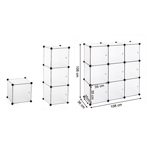 Songmics Regalsystem Aufbewahrung Badregale Kleiderschrank Schuhregal Sideboard Kommode Kapazität Aufbewahrungsbox 450L Weiß 112 x 112 x 37 cm LPC116W - 7
