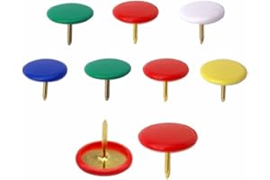 VOLLGUFEN 100 Puntine colorate Scatola appendibile,Multicolori Puntine da Disegno Creativa Puntine Colorate, Puntine da Disegno Rotonde, Puntine Rivestite in Metallo, per Bacheca, Mappa, Foto