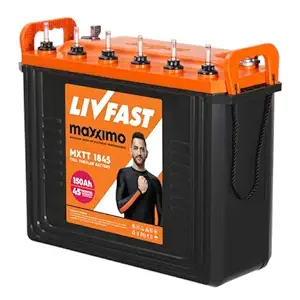 Livfast Maxximo MXTT 1845 Inverter Battery Short Tubler 150AH 12V 45 Months Warranty,Black