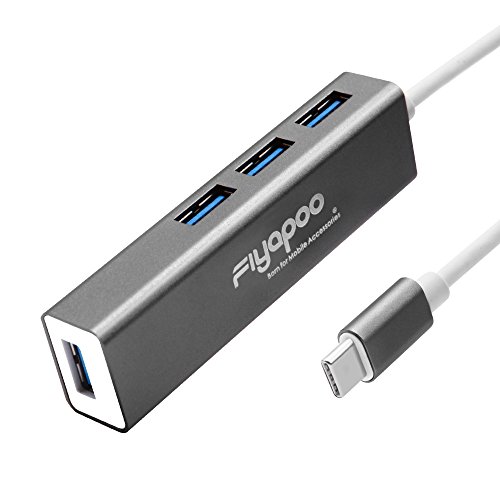 FIYAPOO Type C 3.0 Hub, Adaptateur Port USB C Portable 4 Ports pour MacBook Air, Mac Mini, iMac, Ordinateur Portable, PC, Clés USB, Disque Dur HDD