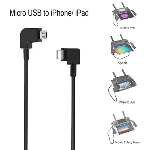 O'woda Micro USB a iPhone Lightning / Android Micro USB / Tipo C Cavo Dati Cavo da 90 Gradi per DJI Mavic Mini / PRO / Air / Spark a smarphone Tavoletta (Micro USB a iOS)