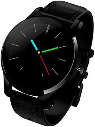 K88H Bluetooth Smart Watch Sports Watch Pedometer Fitness Tracker Wearable Waterproof Remote Camera, Heart Rate,Bracelet Wristband Leather for Android &amp; IOS for Mens-Black/Coffee (Black)