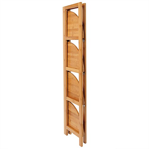 WOLTU RG9254br Standregal Bücherregal Badregal Küchenregal Eckregal aus Bambus , mit 4 Ablagen , ca. 27*38*120cm - 4