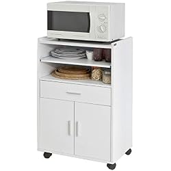 SoBuy® FSB09-W Desserte Micro-Onde à roulettes Meuble de Rangement Cuisine