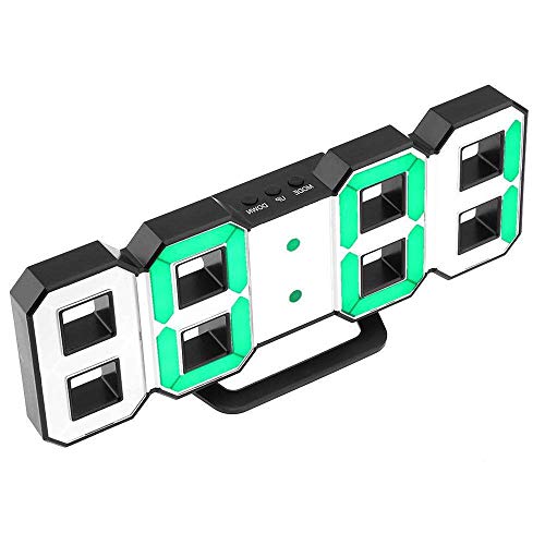 Preisvergleich Produktbild elecfan Digitale Wecker Tischuhr Alarm, Weckertäne 3D Elektronischer Luminous Digital Wecker Alarm Clock mit Schlafzimmer Snooze Wecker,Grün