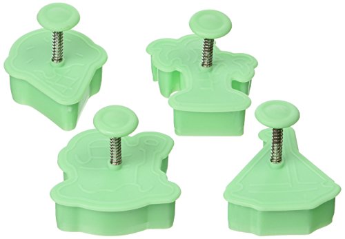 Silicone Bakeware Ausstecher mit Auswurf, Sommermotive: Eimer/Spaten/Palme/Eis/Segelboot , mehrfarbig, 5 x 5 x 5 cm