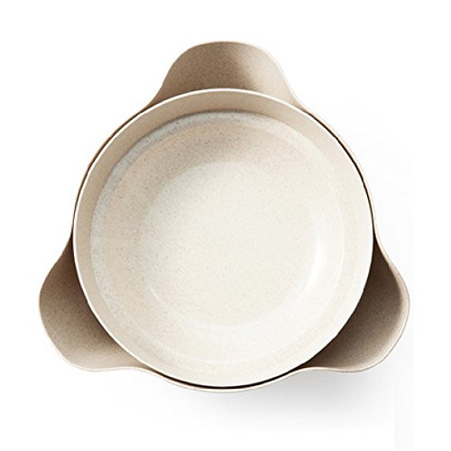 Kasit 2in1 Double Dish Nut Bowl Pedestal Snack Plastic Serving Dishes for Pistachios Peanuts Edamame Cherries Nuts Fruits Candies Olive - Beige