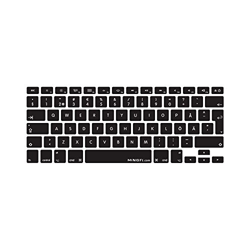 MiNGFi Schwedisch Swedish Tastatur Silikon Schutz Abdeckung für MacBook Pro 13, 15, 17 Air 13 Zoll / Wireless Keyboard EU/ISO/DE Keyboard Layout Silicone Cover - Schwarz