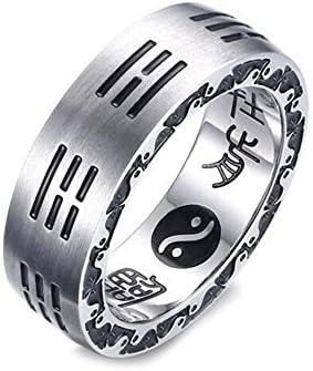 Bystar Nine character Mantra Silver Ring for Men Stainless Steel Matte Finished Ring