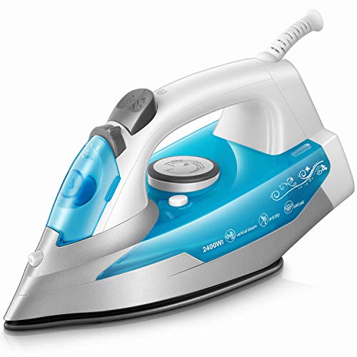 Fer à Repasser 2400W - KTC Fer à Vapeur - 300 ml - Bleu (anti-tartre, système anti-goutte, fonction d'auto-nettoyage)