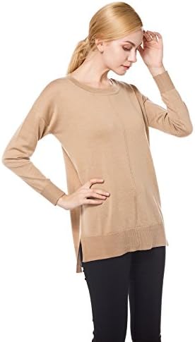 KNITBEST Women's Long Sleeve Round Neck Merino Wool Sweater Tops