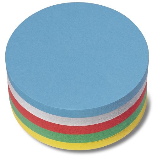 Nobo 1901299 Moderationskarte Kreis, sortiert, 9.5 cm, 250 Stück, weiss/gelb/rot/grün/blau - 2