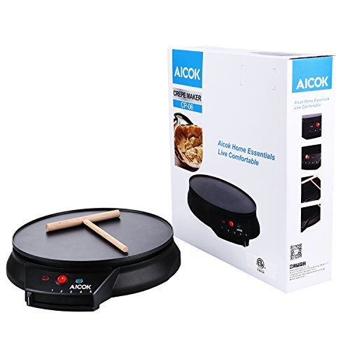 Aicok Crepesmaker Eletronische Pfannkuchen Maschine Antihaftbeschichtete Crepes Platte mit Crepes Verteiler, 30cm, 1000W, Schwarz - 8