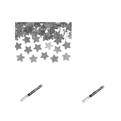 Konfettishooter Sternenregen 2 x silber Shooter Konfetti Kanone silberne Sterne Silvester Hochzeit