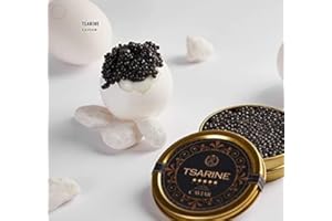 20g de caviar d'esturgeon noir | Esturgeon sibérien | Acipenser baerii | Caviar de poisson | Caviar Malossol | Caviar noir | Marque - TSARINE Caviar